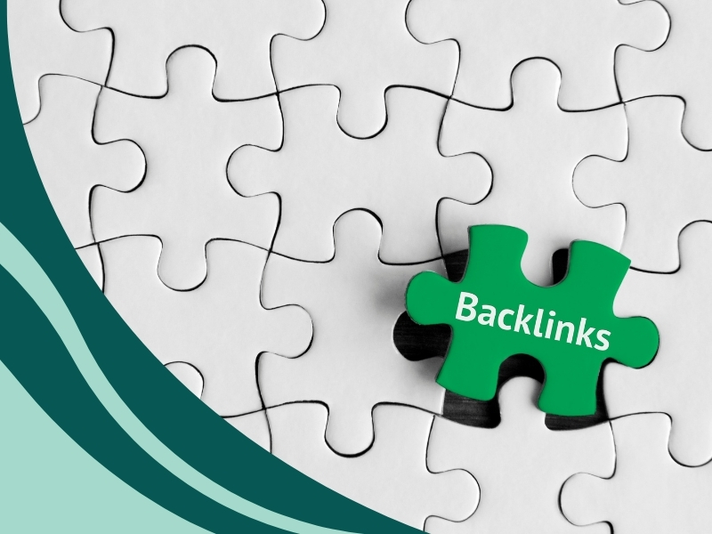 A green puzzle piece labeled "Backlinks" is placed into a puzzle, representing the crucial role of high-quality backlinks in effective local link building strategies