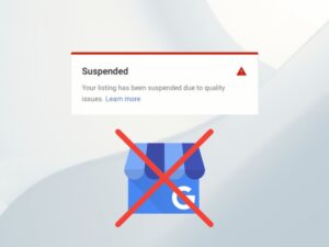 Google My Business suspended notification on screen, highlighting the impact on local businesses' visibility in Australian search results.